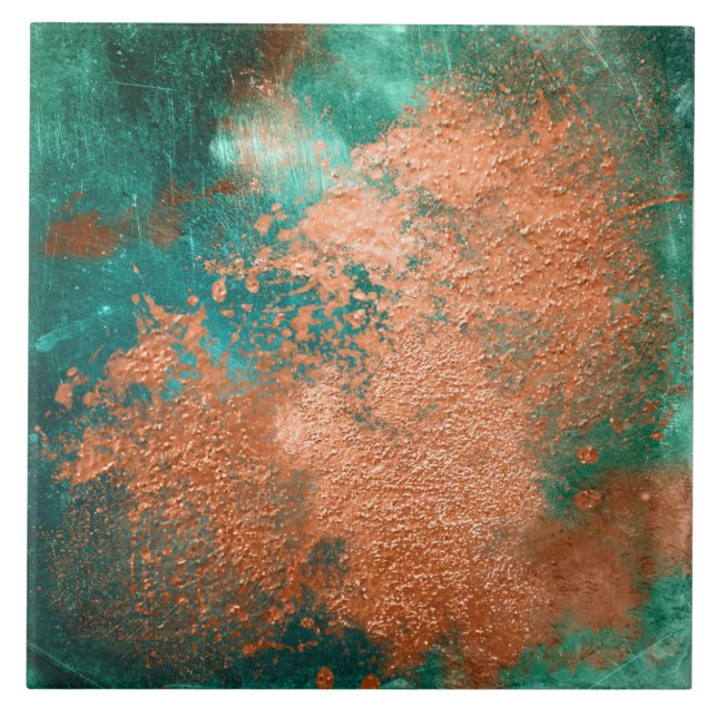 Copper Distressed Patina  Ceramic Tile (Front)