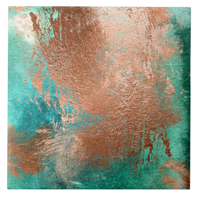 Copper Distressed Patina  Ceramic Tile (Front)