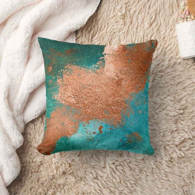 Copper Distressed Patina  Throw Pillow (Blanket)