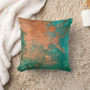 Copper Distressed Patina Throw Pillow