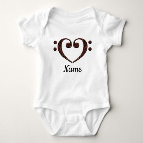 Copper Double Bass Clef Heart Customized Baby Bodysuit