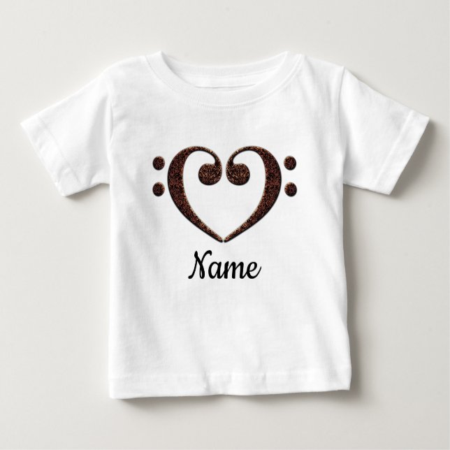 Copper Double Bass Clef Heart Customized Baby T-Shirt (Front)