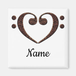 Copper Double Bass Clef Heart Customized Magnet