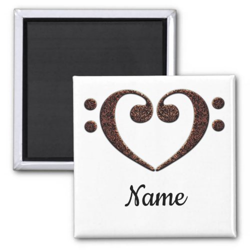 Copper Double Bass Clef Heart Customized Square Magnet