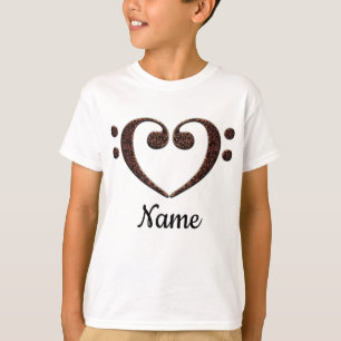 Copper Double Bass Clef Heart Customized T-Shirt