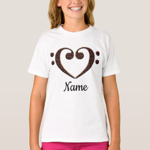 Copper Double Bass Clef Heart Customized T-Shirt