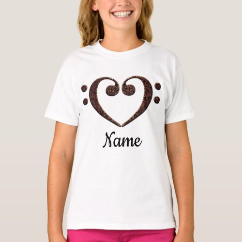 Copper Double Bass Clef Heart Customized T-Shirt