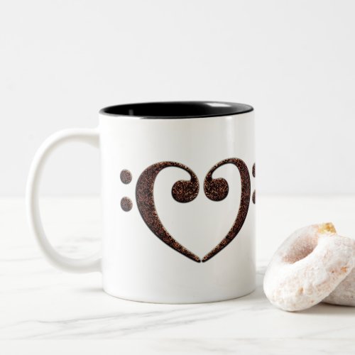 Copper Double Bass Clef Heart Music Lover Two-Tone Coffee Mug