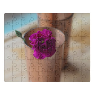Copper Elegance: Pink Carnation Acrylic Puzzle