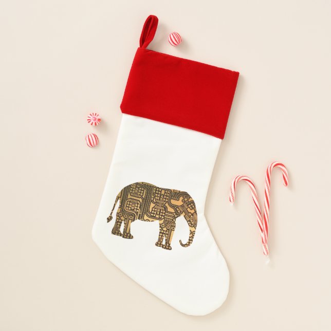 Copper Elephant Circuit Board Christmas Stocking (Front)
