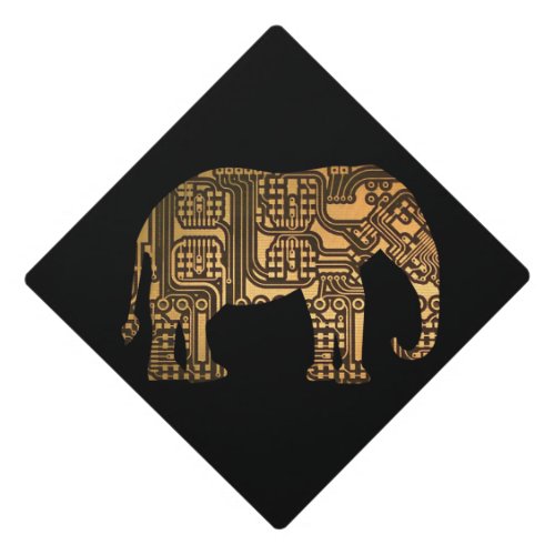 Copper Elephant Circuit Board Graduation Cap Topper