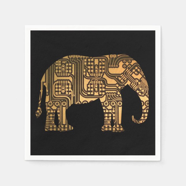 Copper Elephant Circuit Board Napkins (Front)