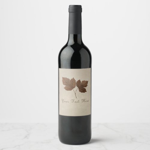 Copper Fall Leaves Elegant Wine Labels