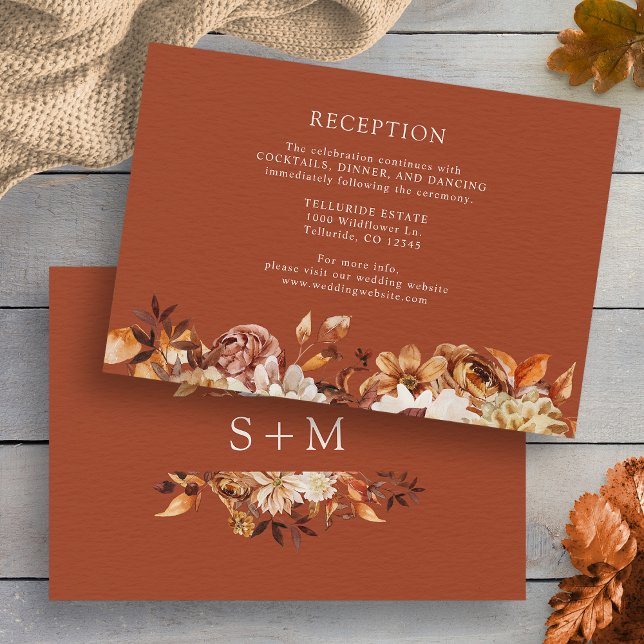 Copper Fall Terracotta Botanical Wedding Reception Enclosure Card (Copper Fall Terracotta Botanical Wedding Reception Enclosure Card by Painted Paperie
)