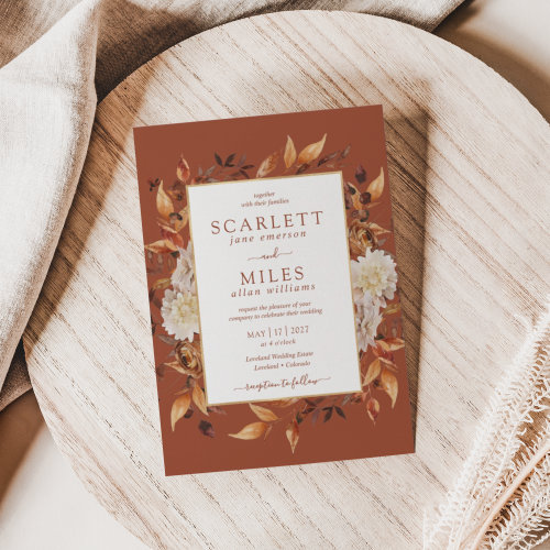 Copper Fall Terracotta Watercolor Floral Wedding