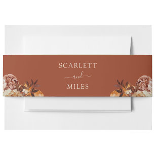 Copper Fall Watercolor Botanicals Wedding Invitation Belly Band