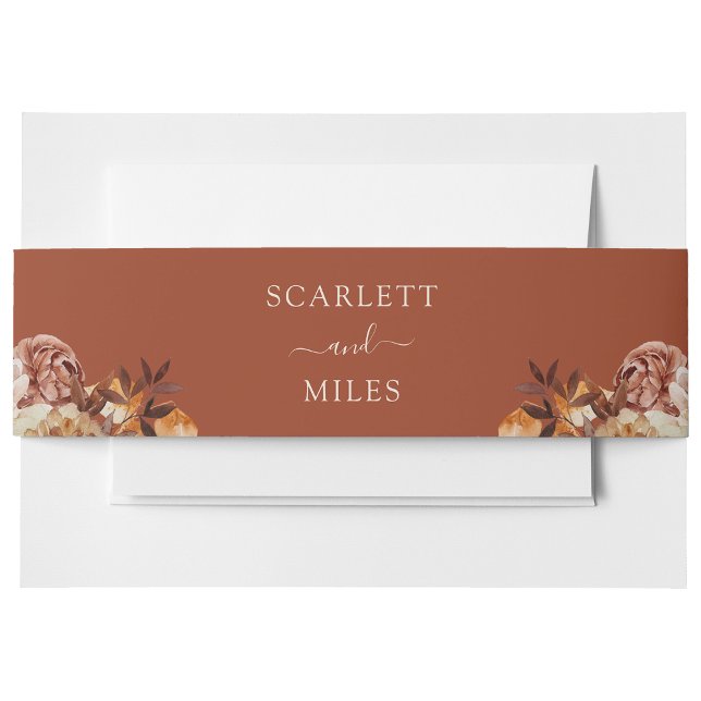 Copper Fall Watercolor Botanicals Wedding Invitation Belly Band (Copper Fall Watercolor Botanicals Wedding Invitation Belly Band by Painted Paperie
)