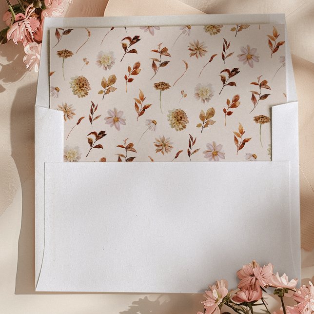 Copper Fall Watercolor Leaves Floral Wedding Envelope Liner (Copper Fall Watercolor Leaves Floral Wedding Envelope Liner by Painted Paperie
)