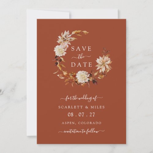 Copper Fall Wreath Wedding Save The Date