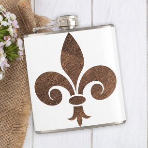 Copper Fleur De Lis Bar Gift Flask