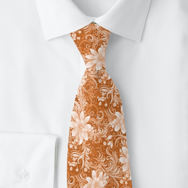 Copper Floral Batik Neck Tie (Creator Uploaded)
