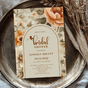 Copper Floral Bohemian Bridal Shower Invitation