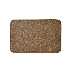 Copper Floral: Embossed Panel Art. Bath Mat