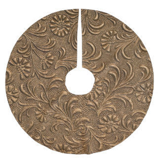 Copper Floral: Embossed Panel Art. Brushed Polyester Tree Skirt