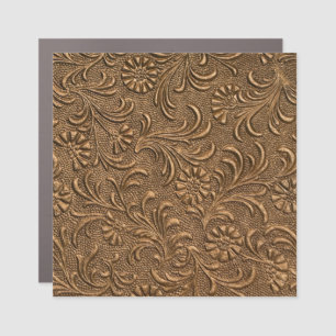 Copper Floral: Embossed Panel Art. Car Magnet