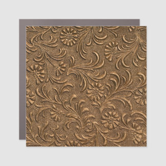 Copper Floral: Embossed Panel Art. Car Magnet