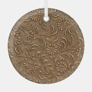 Copper Floral: Embossed Panel Art. Glass Ornament