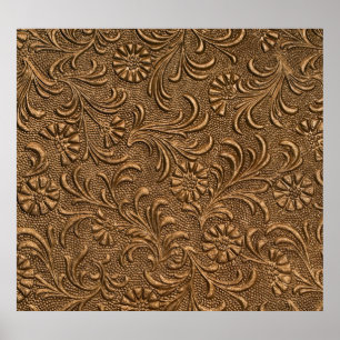 Copper Floral: Embossed Panel Art. Poster