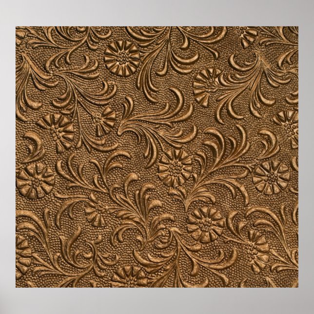 Copper Floral: Embossed Panel Art. Poster (Front)