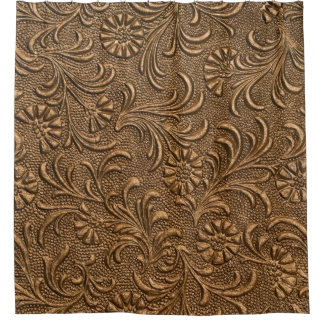 Copper Floral: Embossed Panel Art. Shower Curtain