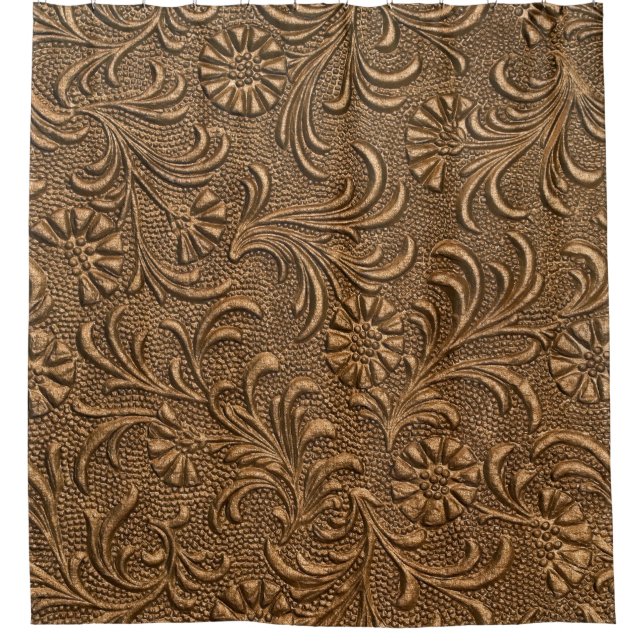 Copper Floral: Embossed Panel Art. Shower Curtain (Front)