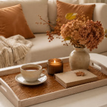 Copper Floral Embossed Serving Tray