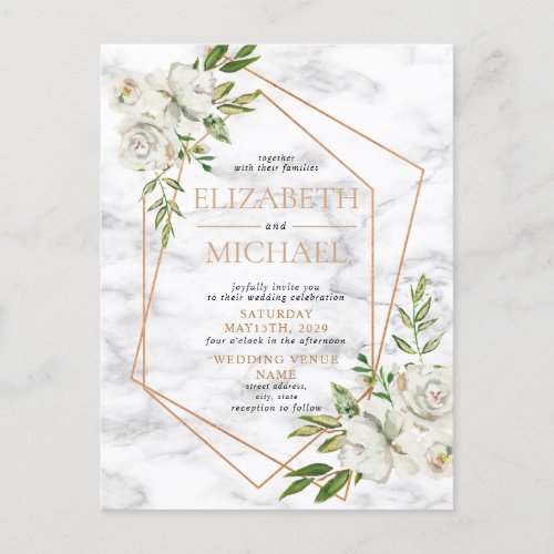 Copper Floral Geometric Marble Postcard Photo