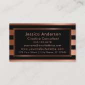 Copper Foil and Black Multi-Directional Stripes Business Card (Back)