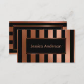 Copper Foil and Black Multi-Directional Stripes Business Card (Front/Back)