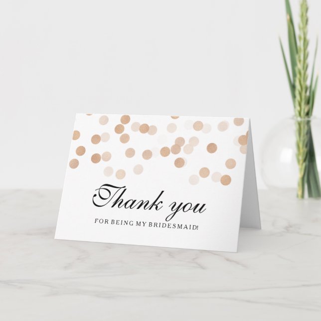Copper Foil Glitter Lights Thank You Bridesmaid (Front)
