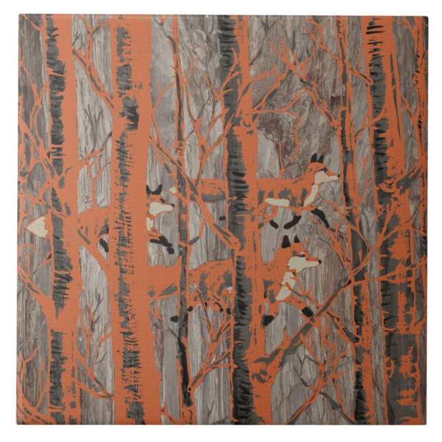 Copper Fox Woods on Gray Stone Matches House #s Ceramic Tile (Front)