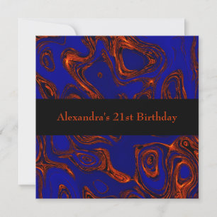 Copper Fractal Abstract Black Blue Event Invitation