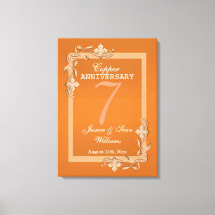  Copper Gem & Glitter 7th Wedding Anniversary   Canvas Print