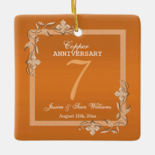 Copper Gem & Glitter 7th Wedding Anniversary Ceramic Ornament