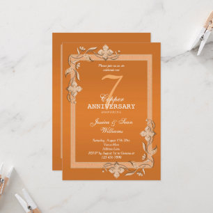 Copper Gem & Glitter 7th Wedding Anniversary Invitation