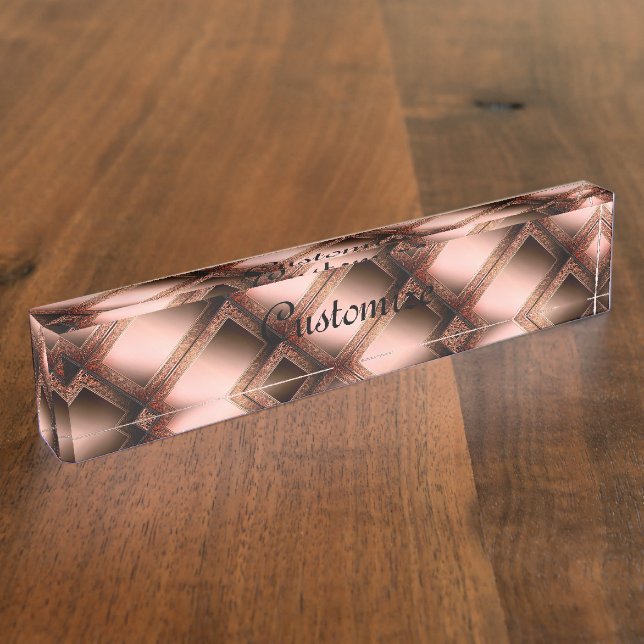 Copper Geometric Abstract Desk Name Plate (Side)