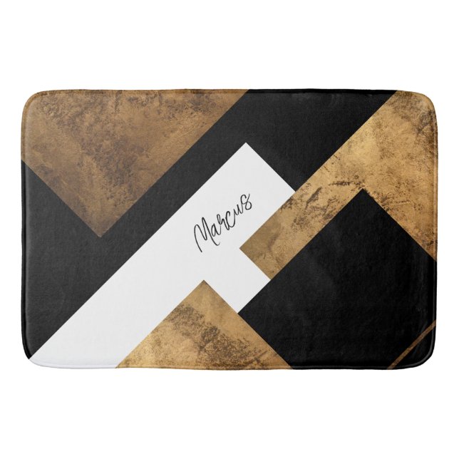Copper Geometric Chic Monogrammed Bath Mat (Front)