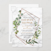 Copper Geometric Eucalyptus Marble Couples Shower Announcement Postcard (Front/Back)