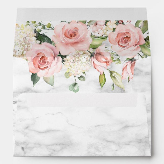 Copper Geometric Marble Pink Floral Envelope (Back (Bottom))
