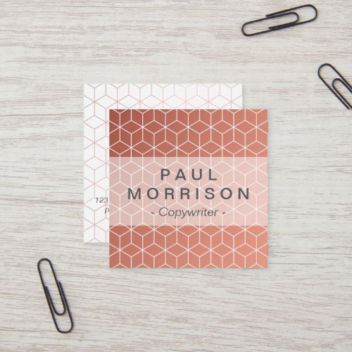 Copper geometric pattern square business card